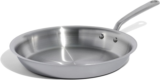 Made In Cookware – Tigaie din oțel inoxidabil de 30 cm – Înveliș din oțel inoxidabil cu 5 straturi – Vase de gătit profesionale – Fabricate în Italia – Compatibile cu inducția