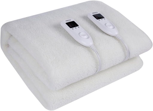 Încălzitor electric pentru pat dublu CAMRY CR-7421, 170 W, 8 setări de temperatură, temporizator, lavabil, 150 x 180 cm, protecție la supraîncălzire, fleece, alb, 150 x 180 cm