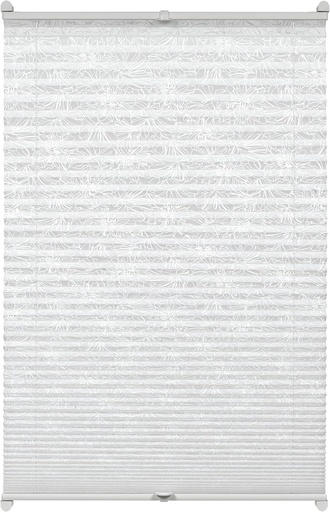 Jaluzeu plisat Gardinia cu prindere, jaluzeu plisat opac, toate piesele de montare incluse, jaluzeu plisat EASYFIX model burnout tensionat cu două șine de acționare, model floral, alb, 60 x 130 cm (l x Î) 33887