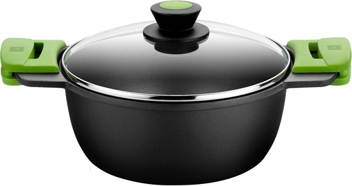 BRA Prior | Caserolă înaltă din aluminiu turnat cu capac de sticlă Prior, 32 cm, compatibilă cu inducția
