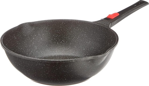 KAMBERG - Wok 30 cm - Mâner detașabil - Aluminiu turnat - Înveliș din piatră - Capac de sticlă - Potrivit pentru toate plitele, inclusiv inducție - Fără PFOA - 0008057