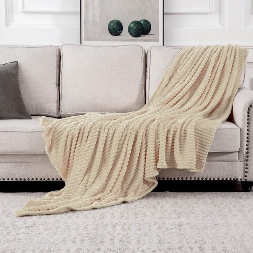 MIULEE Pătură din fleece, pătură din flanel, aruncătură de culoare uni, pătură pentru canapea, cuvertură pufoasă din microfibră, pătură pentru canapea, pentru pat, canapea, dormitor, birou, 65x82 inch (170x210cm), bej