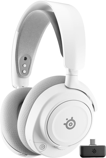 SteelSeries Arctis Nova 7P Wireless Gen 2 - Căști PS5 - Căști de gaming wireless - Control prin aplicație - Peste 50 de ore de viață a bateriei și încărcare rapidă - 2.4 GHz+ Bluetooth - Pentru PlayStation, PC și altele - Alb