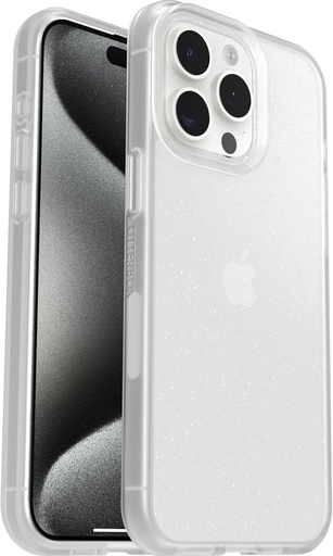 Carcasă OtterBox React Series pentru iPhone 15 Pro Max, rezistentă la șocuri, căderi, ultra-subțire, carcasă de protecție, testată în standarde militare, Stardust/Transparentă