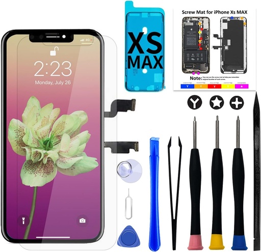 Ecran LCD Brinonac pentru iPhone XS MAX, kit complet de reparare LCD de 6,5 inci cu ecran tactil și folie de protecție din sticlă