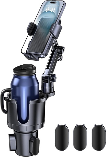 Suport de telefon Giftorld 2 în 1 pentru pahare, cu bază reglabilă pentru mașină cu gât lung, suport de telefon cu rotație la 360°, compatibil cu smartphone-uri iPhone de 4-7"