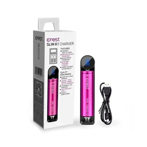 Incarcator Efest Slim K1 pentru acumulatori 10440, 14500, 16340, 17340, 18350, 18490, 18500, 18650, 26500, 26650, 20700, 21700, 26650