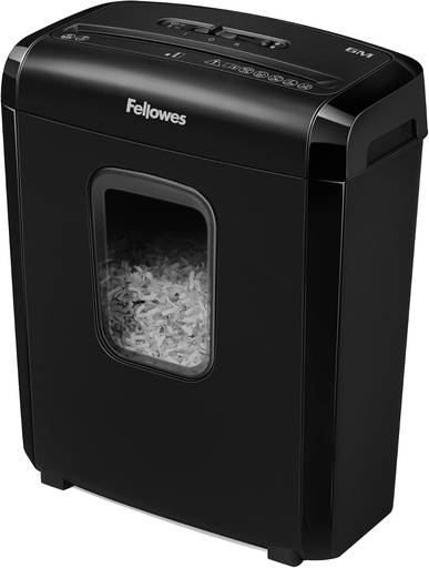 Fellowes Powershred 6M Distrugător de Documente 6 Coli, Micro-Tăiere, Coș 13L, Negru