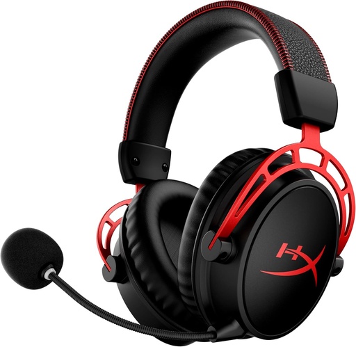 Căști de gaming wireless pentru PC, autonomie baterie 300 de ore, spumă cu memorie, drivere cu cameră dublă, negru și roșu