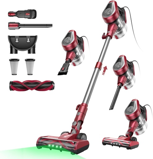 Aspirator cu fir Vexilar C8 70KPa cu 2 niveluri de aspirare, aspirator vertical 5 în 1, cablu de 7 m, mătură electrică cu fir ultra-ușoară, puternică pentru covoare/podele/păr de animale