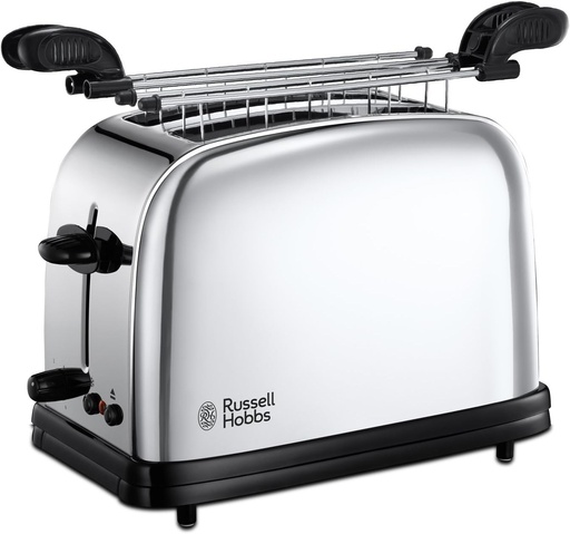Russell Hobbs Victory 23310-57 Prăjitor de pâine cu clește - Pentru sandvișuri sau sandwich-uri - 2 felii - Oțel inoxidabil lustruit; Fante extra-largi pentru sandvișuri; 6 niveluri de rumenire; Dezghețare, 1200 W