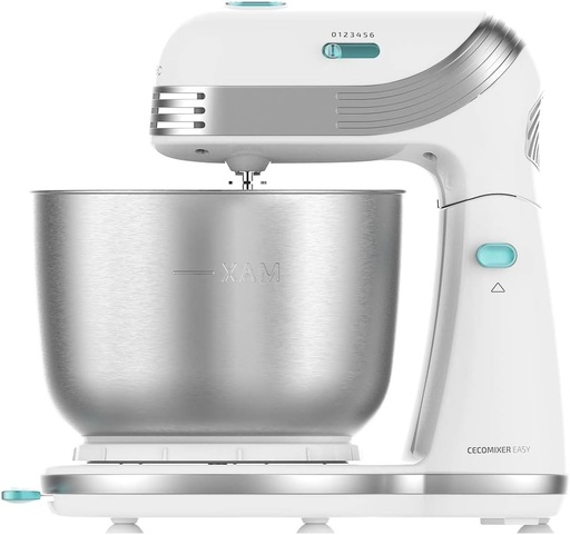 Mixer vertical Cecotec Cecomixer Easy White. Putere de 250 W cu mișcare planetară, 6 viteze, bol din oțel inoxidabil. Capacitate de 3 l.