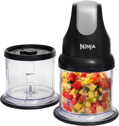Ninja Express Chop Mini Tocător de legume și ierburi, Tocător, Tocător și Amestecuri pentru Sosuri, Dip-uri, Piureuri și Supe, Tocător de legume, Negru, NJ1002EUBK