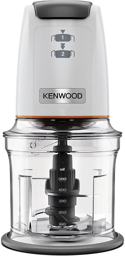 Kenwood EasyChop CHP61.000WH, Tocător cu patru lame, Bol de 0,5 l, Acționare prin presiune, 2 viteze, Inel antiderapant, Se poate spăla în mașina de spălat vase, Sistem de zdrobire a gheții, 500 W, Alb