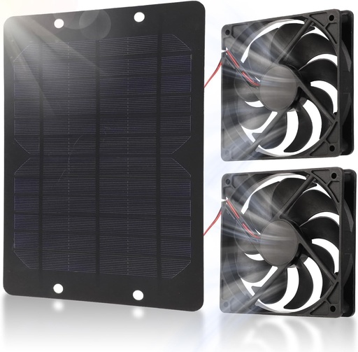 Ventilator solar Hapivida, mini ventilator dublu eficient de evacuare 10W 12V 2A cu panou solar pentru pod, seră, coteț de găini, câini și animale de companie