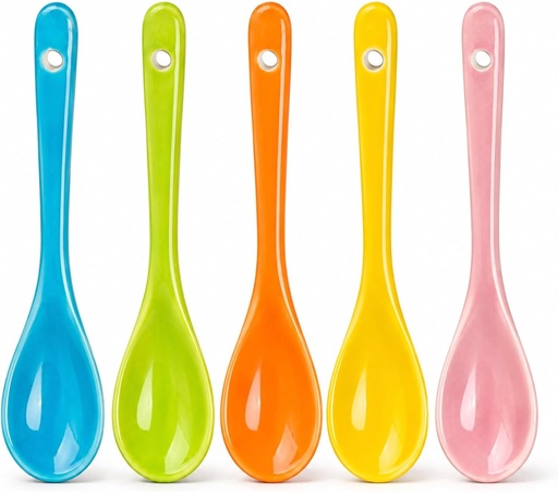 5 lingurițe de cafea ceramice colorate, lingurițe de ceai cu ouă