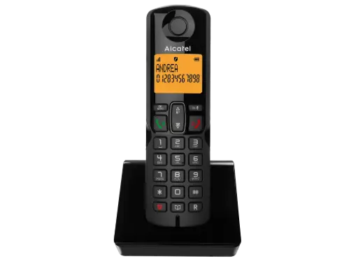 Telefon fără fir Alcatel S280 Negru , cu funcție hands-free, agendă telefonică cu 50 de nume și numere, funcție pentru blocarea apelurilor nedorite