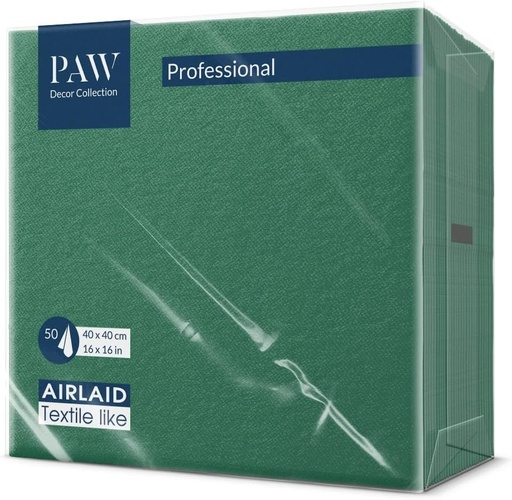 PAW - Șervețele Airlaid (40 x 40 cm) I 50 Bucăți I Simpli Model Material Textil I Decorațiuni Elegante de Masă I HoReCa I pentru Ocazii Importante precum Nunți, Petreceri, Crăciun I Unicolor: Verde Închis