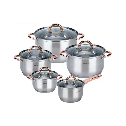 Kinghoff Set oale cu capac, manare negre, 16/18/20/24 cm, inox
