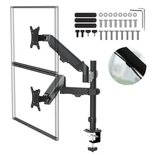 Suport pentru monitor dual Maclean, amortizor cu gaz, 17"-32", 2-10 kg, negru, MC-136