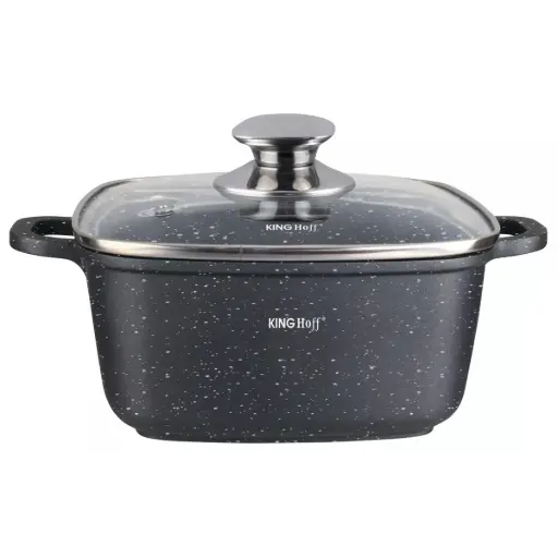 Oala cu capac de marmură, 28x28cm 6,5l negru kinghoff