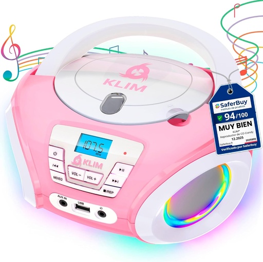 CD player Candy Kids Boombox pentru copii cu radio FM și difuzoare