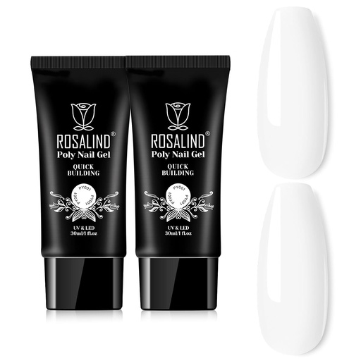 ROSALIND Unghii cu gel alb, 2 * 30ml Gel pentru extensii de unghii din polietilenă