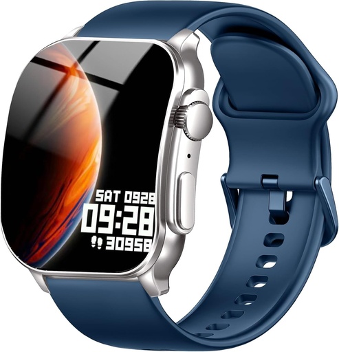 Ceas inteligent pentru femei și bărbați, ceas inteligent curbat HD AMOLED de 2,01inch cu apeluri Bluetooth, ceas fitness cu monitor de ritm cardiac, monitor de somn, pedometru, impermeabil IP68, ceas pentru iOS și Android, albastru