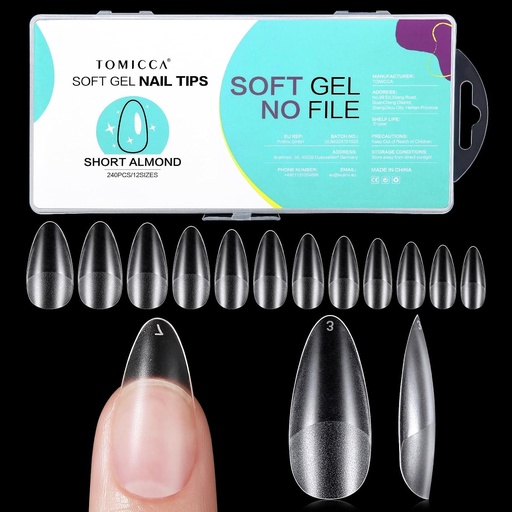 TOMICCA Tipuri de Unghii, 240 Bucăți Unghii False Acrilice Transparente
