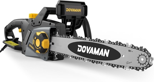 Drujbă electrică DOVAMAN 2400W, tensionare într-un singur pas fără unelte, lamă și lanț Oregon de 16 inch, viteză lanț 15m/s, cablu de alimentare 6m, lubrifiere automată a lanțului, drujbă puternică cu două lanțuri - DCS01A