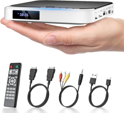 Desobry Televizor portabil de 14,2 inch cu antenă mai puternică, televizor exterior 1080P Freeview cu tuner DVB/T2, alimentat cu baterii reîncărcabile, mini televizor LCD, suport încorporat, HDMI (inci, 14,2)