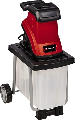 Tocător electric de cuțite Einhell GC-KS 2540 CB (2.500 W, grosime maximă a crengii de 40 mm, 2 lame reversibile din oțel, cutie de colectare de 55 L, mâner de transport, compactor)