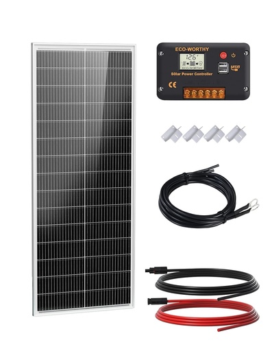 Set panouri solare monocristaline ECO-WORTHY, 240W, include panou solar de 12V, regulator de încărcare solară de 30A, cablu solar de 5m, cleme de fixare în Z, pentru rulote, rulote, uz casnic și sistem independent de rețea