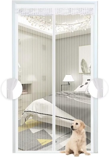 Plasă de țânțari magnetică Phantasy White pentru ușă, perdea de capăt pentru plasă de țânțari cu închidere completă, pentru balcon, instalare ușoară, 120x210 cm