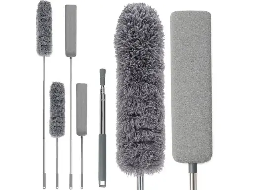 [OR1171] Peri de praf telescopica cu 2 capete, rotund și alungit, până la 250 cm, mop de praf cu mâner telescopic pentru tavan, colțuri, mobilier,