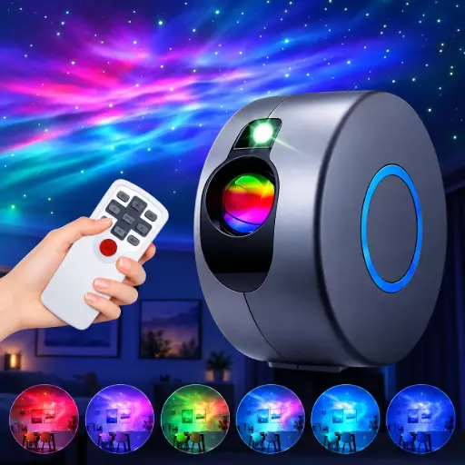 [E795-1] Proiector cu cer înstelat LED, lumină de noapte laser, telecomandă, atmosferă galaxie, lampă cu lumină stelară, dormitor, cameră pentru copii, cadou pentru copii, petrecere