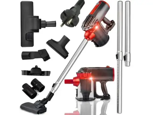 [OR1080] Aspirator fără sac 2 în 1, 600 W, aspirator de mână, de podea și cu tijă pentru parchet, gresie și covoare, filtru HEPA, cablu de 5 m