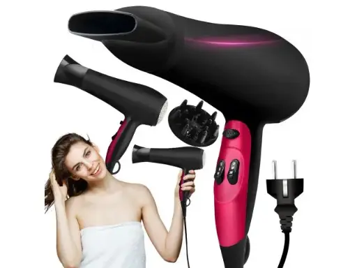 [UR168] Uscător de păr 2000 W cu ionizare, difuzor și concentrator, 3 trepte de temperatură, aer rece