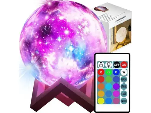 [E798] Lampă lună 3D, lampă de noapte în formă de lună, 16 culori, LED RGB reglabilă cu telecomandă și touch, reîncărcabilă prin USB, lampă de noapte, cadou pentru copii, dormitor