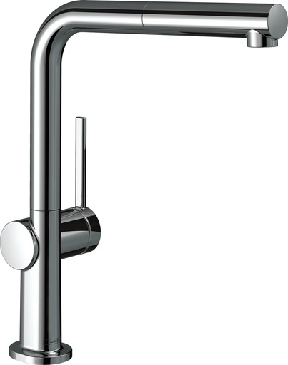 hansgrohe Talis M54 - Baterie bucătărie de joasă presiune cu pulverizator extractibil, baterie bucătărie pentru încălzitoare de apă sub chiuvetă, baterie bucătărie cu înălțimea gurii de scurgere 270 mm, baterie mixer bucătărie rotativă, cromat, 72860000