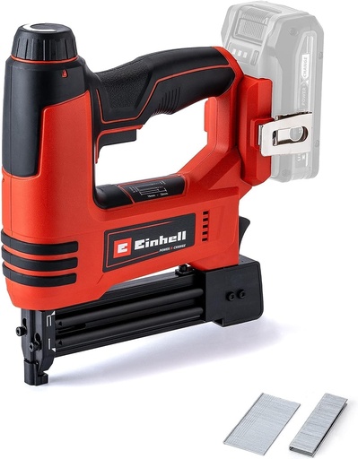 Pistol de cuie fără fir Einhell TE-CN 18 Li Power X-Change 18V | Pistol de cuie și capsator 2 în 1, 20 de focuri pe minut, include 300 de cuie și 300 de capse | Pistol Solo - Baterie și încărcător neincluse