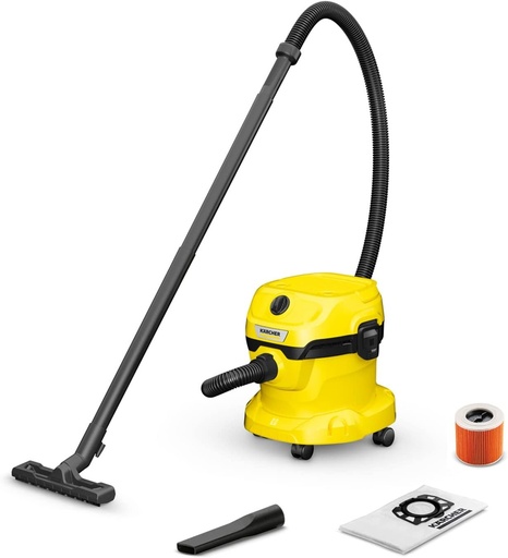 Aspirator Kärcher WD 2 Plus V-12/4/18/C pentru aspirare umedă/uscată/funcție de suflare/putere: 1000 W/recipient din plastic 12 L/furtun de aspirare 1,8 m/include filtru cartuș/sac de praf/accesoare pentru podea și spații înguste