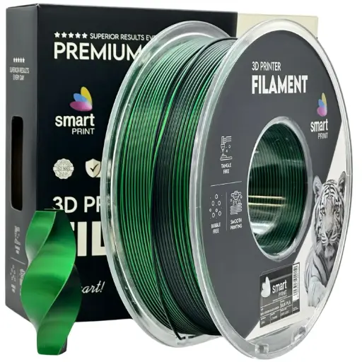 Filament imprimanta 3D Silk PLA Dual Color Black Green - Smart Print 1.75mm 1KG