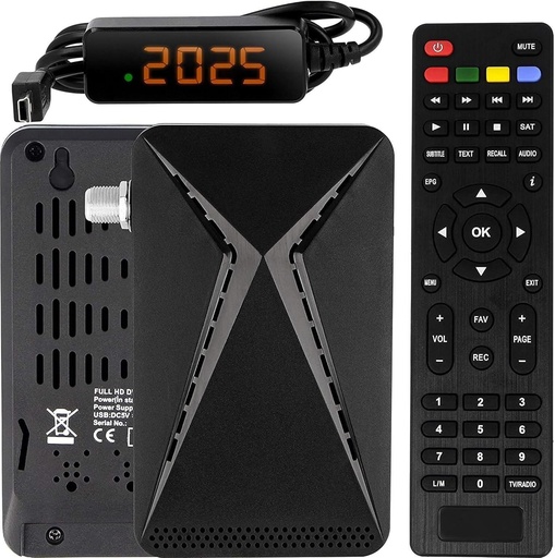 Mini receptor Hd-line OM-26100 -Receptor satelit DVB S/S2 Full HD 1080 P HDMI 2 x USB 2.0 HDTV [Receptor digital prin satelit] (Astra Hotbird Turksat)-Negru 