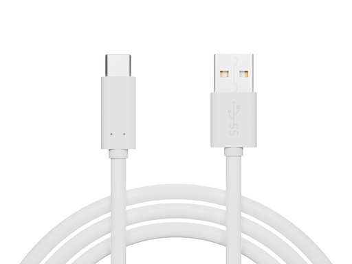 [66-177] Cablu USB 3.0 A – USB-C Blow 1,5 m, alb, încărcare și transfer de date, mufe ranforsate