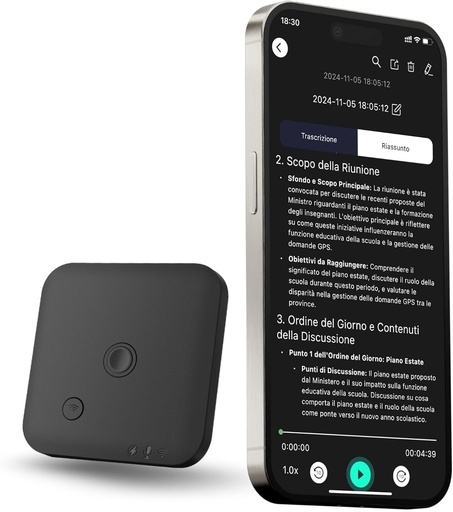 Inregistrator vocal cu aplicatie de transcriptie vocala AI, rezumat GPT-4o, mapare mentala, stocare de 64 GB si design magnetic, dictafon pentru apeluri, prelegeri si intalniri, de FoCase Rec