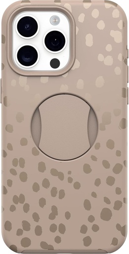 Husa OtterBox Symmetry Ottergrip pentru iPhone 15 Pro MAX, maner incorporat, design subtire, compatibila MagSafe, marginile inaltate protejeaza camera si ecranul, maro (la fata locului)