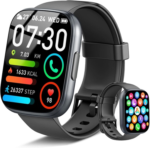Ceas inteligent barbati femei, ceas fitness tactil HD de 1,95 inchi cu functie de telefon, 110+ moduri sportive ceas inteligent tracker fitness cu monitor de ritm cardiac monitor de somn pedometru, ceas sport rezistent la apa IP68 pentru iOS Android