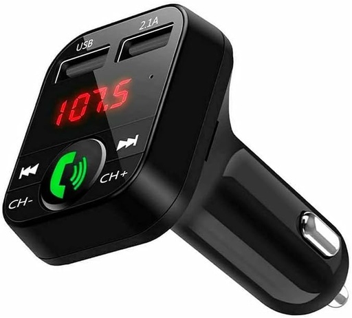 Transmitator FM Bluetooth NK - 12/24W, maini libere, pentru masini si camioane, player muzical Bluetooth V5.0 + EDR, adaptor radio cu receptor FM, porturi USB duale si incarcare rapida de 2,1 A.
