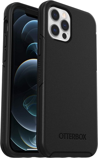 Husa OtterBox Symmetry pentru iPhone 12 / iPhone 12 Pro, husa subtire de protectie rezistenta la cadere, testata de calitate militara 3X, protectie antimicrobiana, neagra